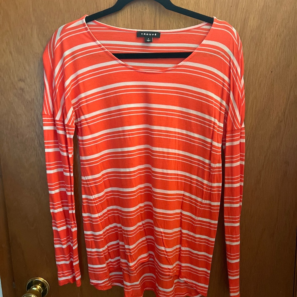 Striped red and white long sleeve top